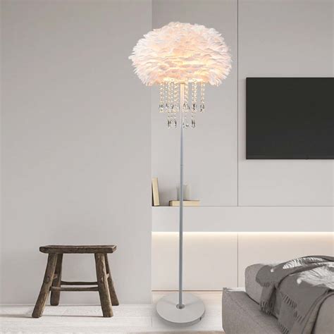 Stylish Feather Floor Lamp with Crystal Tassels | VAXLAMP