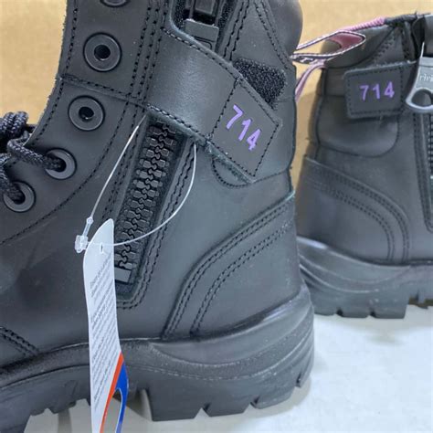 Steel Blue Womens Steel Cap Work Boots Size 8 Black / Purple