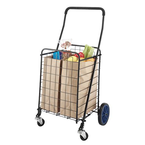 Mainstays Deluxe Rolling Shopping Cart - Black Metal - Walmart.com