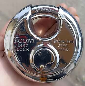 Foora Disc 90mm Door Polished Steel Lock with with 4 Hi-Tech Brass ...