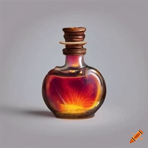 Fireball whiskey bottle with fiery contents on Craiyon