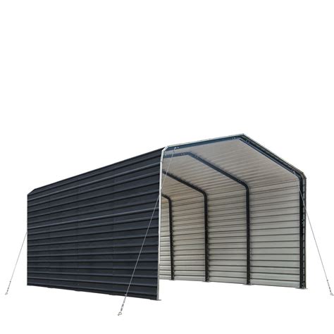 12’ x 20’ Metal Shed Carport with 8’ Enclosed Sidewalls, TMG-MSC1220F