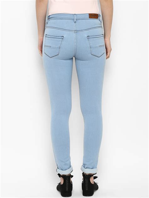 Women's Ice Blue Lycra Denim Distressed Jeans – Stylestone