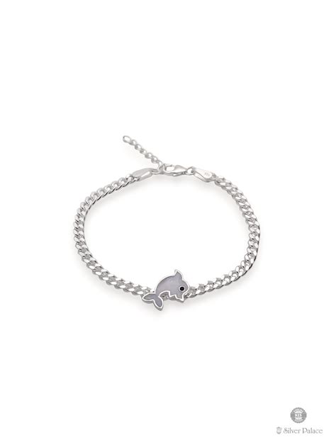 925 Sterling Silver Enameld Dolphin Design Rakhi Bracelet For Kids ...