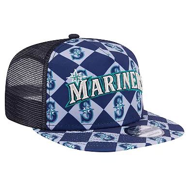 Men's New Era Navy Seattle Mariners Seeing Diamonds A-Frame Trucker ...