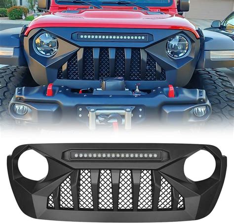 Front Grill Demon Grille Compatible with Jeep 2018+ Wrangler JL and 2020+ Gladiator JT Models ...