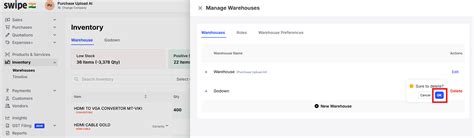 Only Edit option is shown for the warehouse. How to delete a warehouse ...