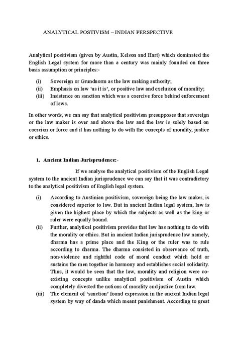 Analytical Positivism: A Comparative Study with Indian Jurisprudence ...