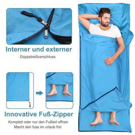 Snapklik.com : Sleeping Bag Liner, Upgraded Two Way Zippers Adult Sleep Sack & Self Tan Sleep ...