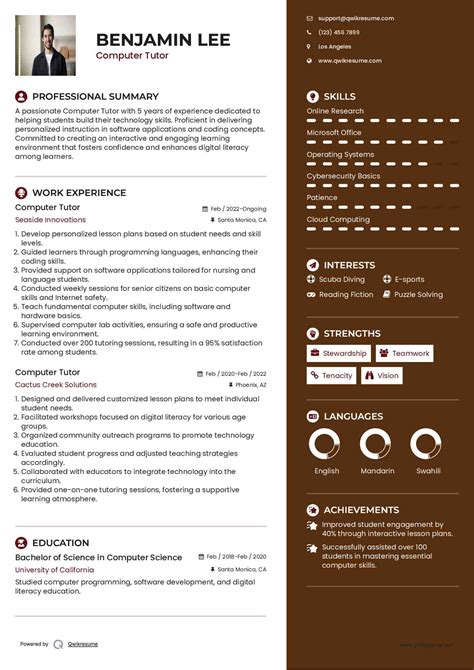 Image result for Computer Tutor Resume