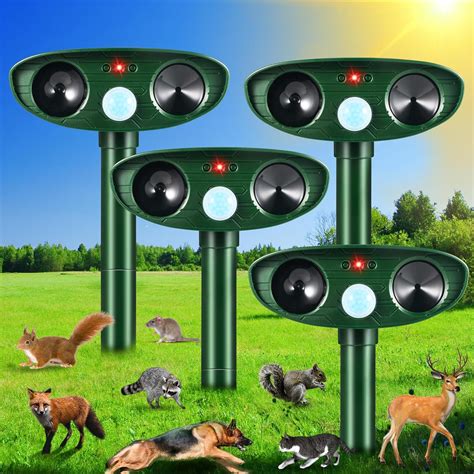 Amazon.com: 4 Pack 2025 Solar Ultrasonic Animal Repellent Outdoor Deer ...