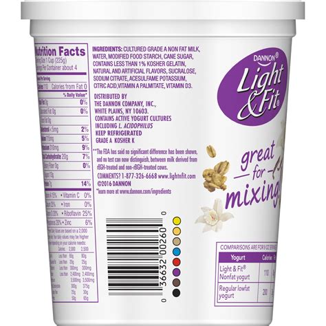 Dannon Light And Fit Vanilla Greek Yogurt Nutrition Label at Kurt Scott ...