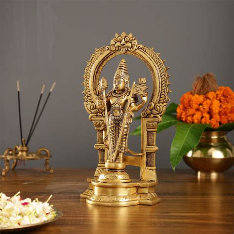 Buy Divine Brass Kartikeya Lord Murugan Swamy Statue - 12.5" Inches ...