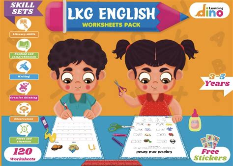 Learning Dino - LKG English Activity Worksheets Pack - 120 Pages ...