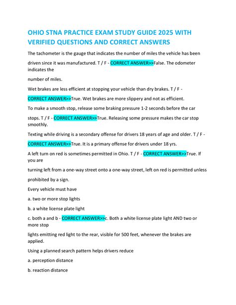 OHIO STNA PRACTICE EXAM STUDY GUIDE 2025 WITH VERIFIED QUESTIONS AND ...
