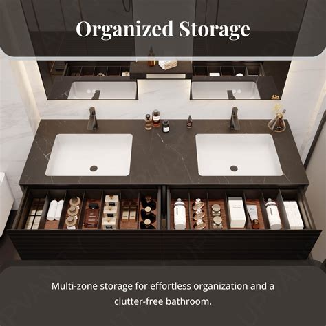 Luxury Bath Vanity Set, Gray, Striped Panel, 56"- 78", Double, Floatin