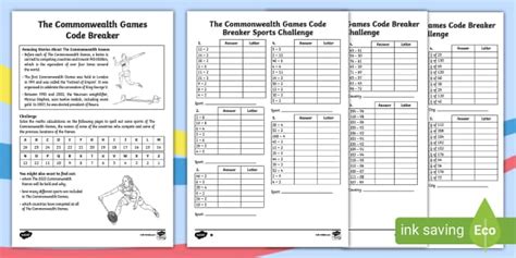 LKS2 The Commonwealth Games Code Breaker Worksheet - Twinkl