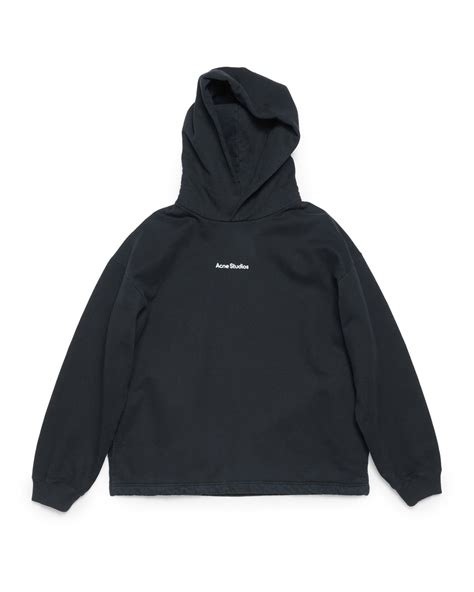 Acne Studios Hooded Logo Sweatshirt Black - Vallgatan 12