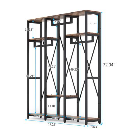 Tribesigns FreeStanding Closet Organizer, Industrial 3 Rod Garment Rack ...