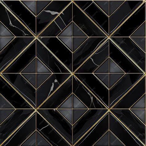 Premium Photo | A black and gold tile with a gold diamond pattern