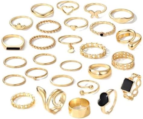 Shining Diva Fashion Set of 27 Latest Stylish Gold Plated Rings for ...