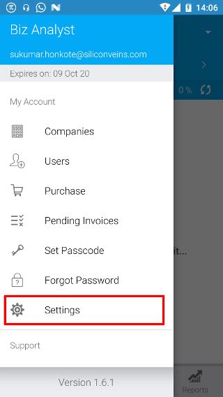 Android: Settings :: Biz Analyst Docs