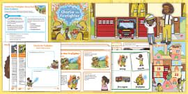 Charlie the Firefighter Story Map (teacher made) - Twinkl