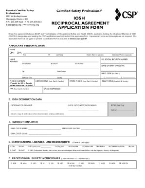 Fillable Online CSP Application Form - Board of Certified Safety ...
