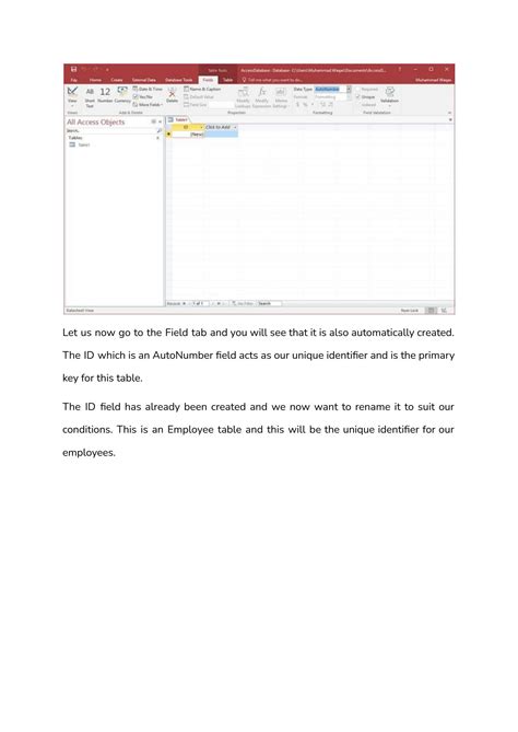 MS Access CreateTable 的图像结果