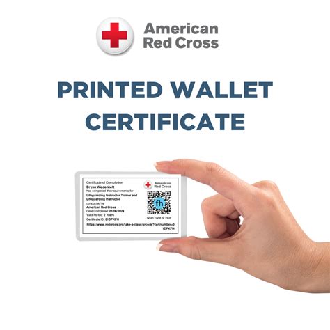 Printed American Red Cross Wallet Certificate Certification Card ...