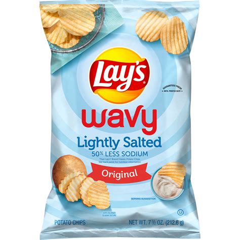 Lay's Wavy Potato Chips, Lightly Salted Original, 2 Pack, Crispy, Low ...