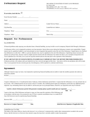 Oklahoma Forbearance Request Form - Blank Fillable Template | Fill Out ...