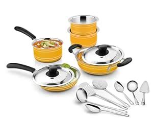 Buy Cookaid 14-Piece Stainless Steel Induction Cookware Set – Frypan ...