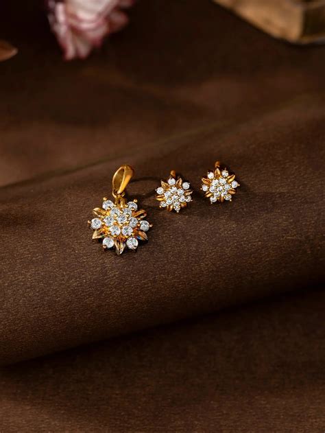 Diamond Pendant Sets | Gold & Real Diamond Pendant & Earring Sets | AuDiam
