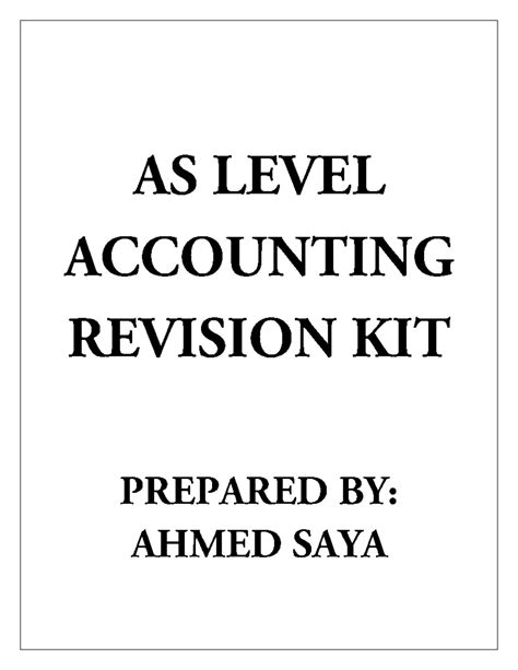 AS Level Accounting Revision Kit: Key Concepts & Techniques - Studocu