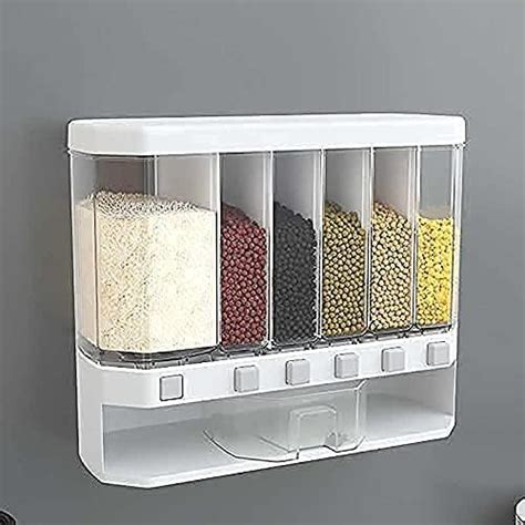 ABOUT SPACE Cereal 6 Compartment Wall Mount Dispenser with Measuring ...