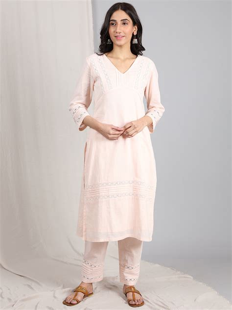 Dharya pink-cotton-dobby-pleated-kurta