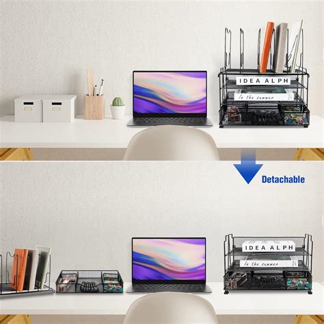 Buy BOHDK Mesh Desk Organizers, Desktop Organizer with 3 Tier Tray and ...