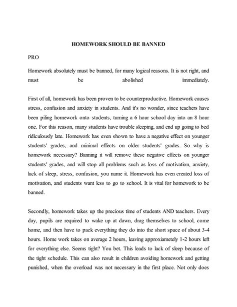 Homework should be banned | DOCX