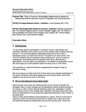 Fillable Online pcrowd dana-farber Research Information Sheet Fax Email ...