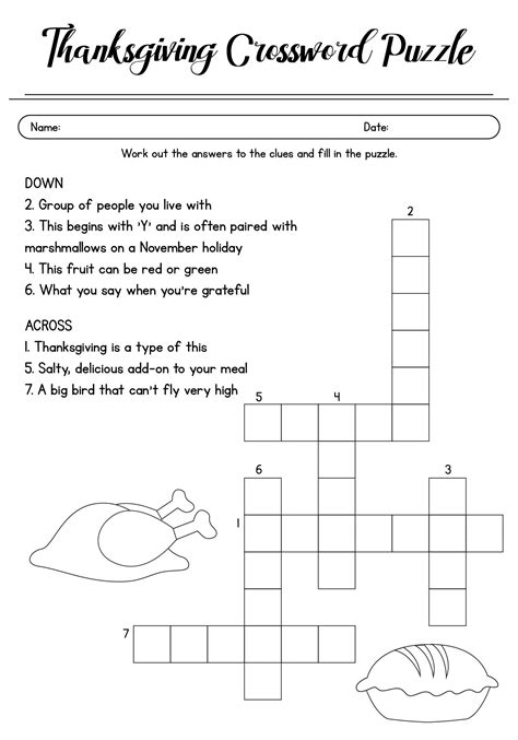 Printable Thanksgiving Crossword Puzzles for Kids | Thanksgiving ...
