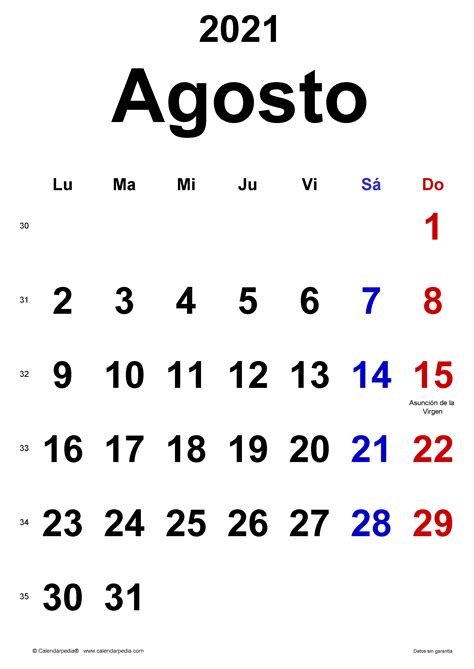 Calendario Agosto 2021 En Word Excel Y Pdf Calendarpe - vrogue.co