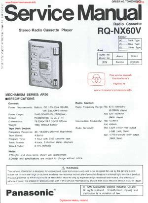 Panasonic RQ-NX60V Service Manual PDF Free Download