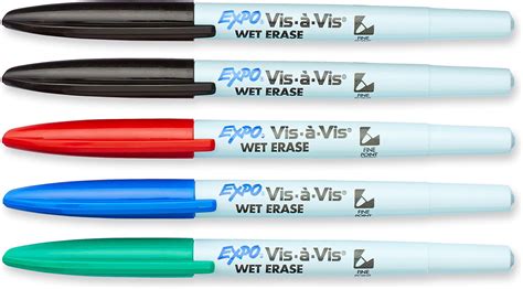 Amazon.com : Expo Vis-a-Vis Wet-Erase Marker, Fine Point, 4-Color Set ...