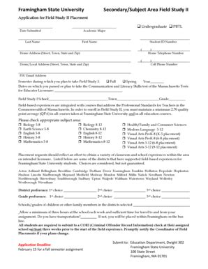 Fillable Online Field Study II Placement Application Fax Email Print ...