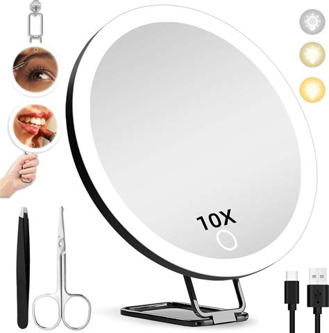 Hmggoofa 10X Magnifying Mirror with Lights, 6inch Makeup Magnified ...