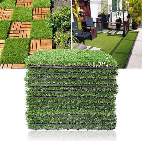 Amazon.com: Windyun 32 Pack Artificial Grass Turf Interlocking Deck ...
