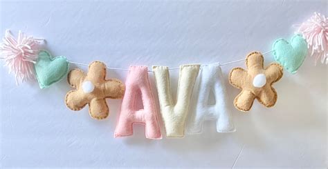 Daisy Wall Banner, Daisy Wall Garland, Felt Name Banner, Felt Name ...