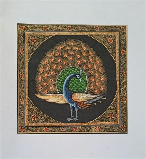 "Beautiful Peacocks": Blue Violet Miniature Traditional_Art by Pichwai ...
