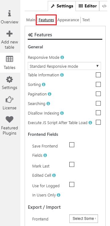 Image result for Table of Features